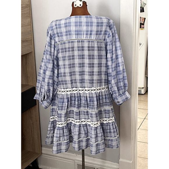 Free People Sz L Time Out Tunic Top Cotton Peasant Boho Feminine Lace Prairie - Picture 3 of 15